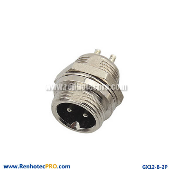 GX 12 Connector Plug 2Pin Staight Bulkhead