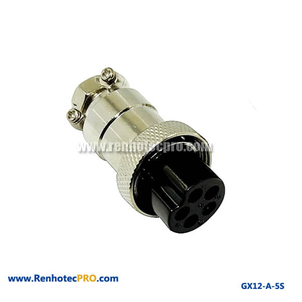 GX 12 Connector Socket 5 Pin Straight Electrical Connector