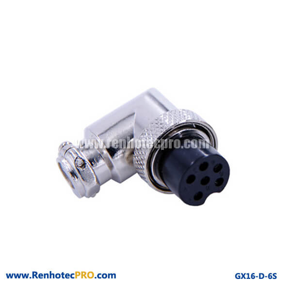 GX 16 Connector for Coaxial Cable Angled Plug 6 Pin Socket