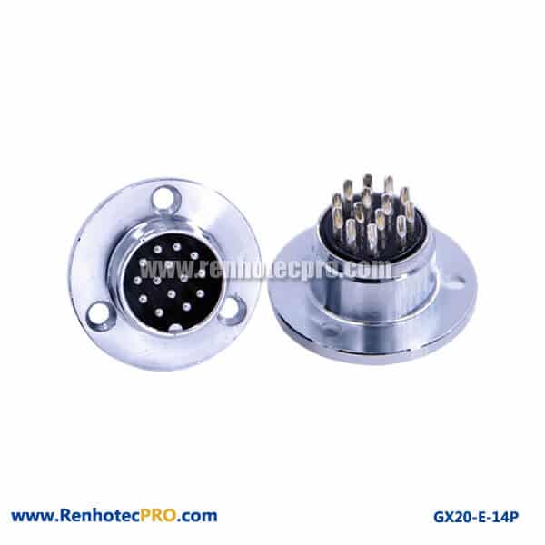 GX 20 3Hole Circular Flange 14 Pin Plug Connector