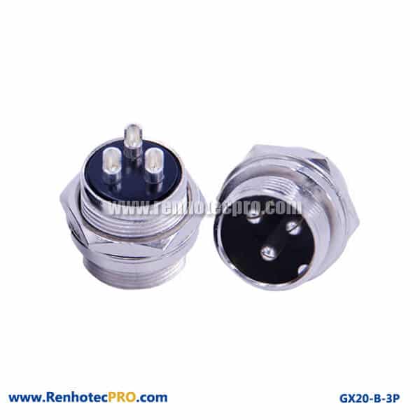 GX 20 Connector 3 Pin Panel Mount Socket Plug Receptacle