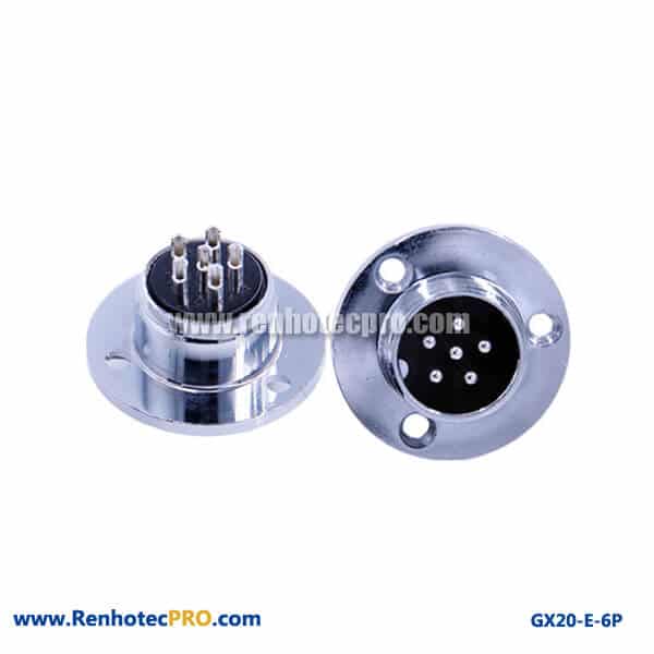 GX 20 Connector 6 Pin Industrial Connector 3Hole Circular Flange