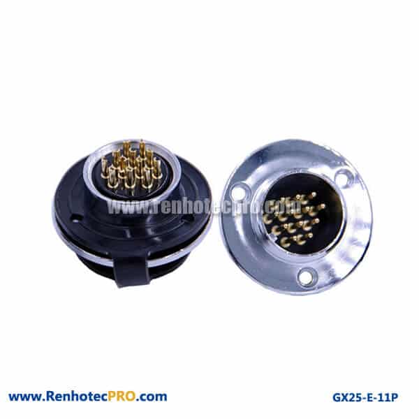 GX 25 Connector 11 Pin Panel Mount Socket 3Hole Circular Flange