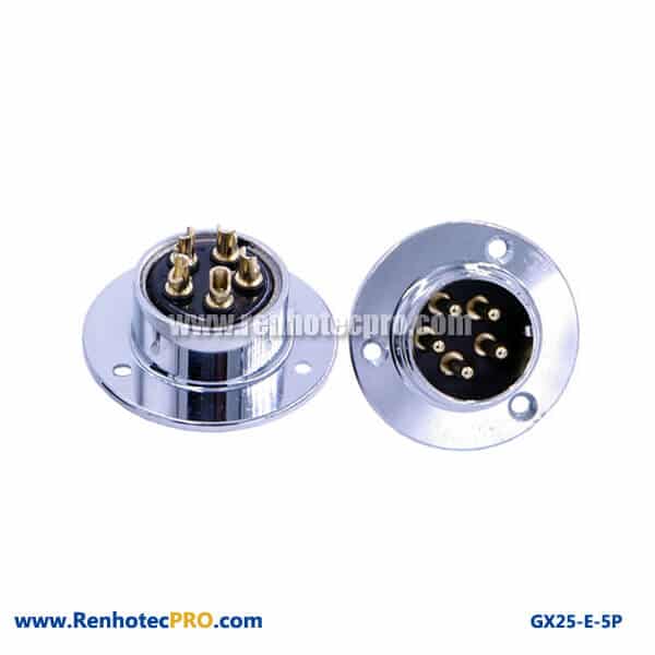 GX 25 Connector Pin 3Hole Circular Flange Panel Mount Socket