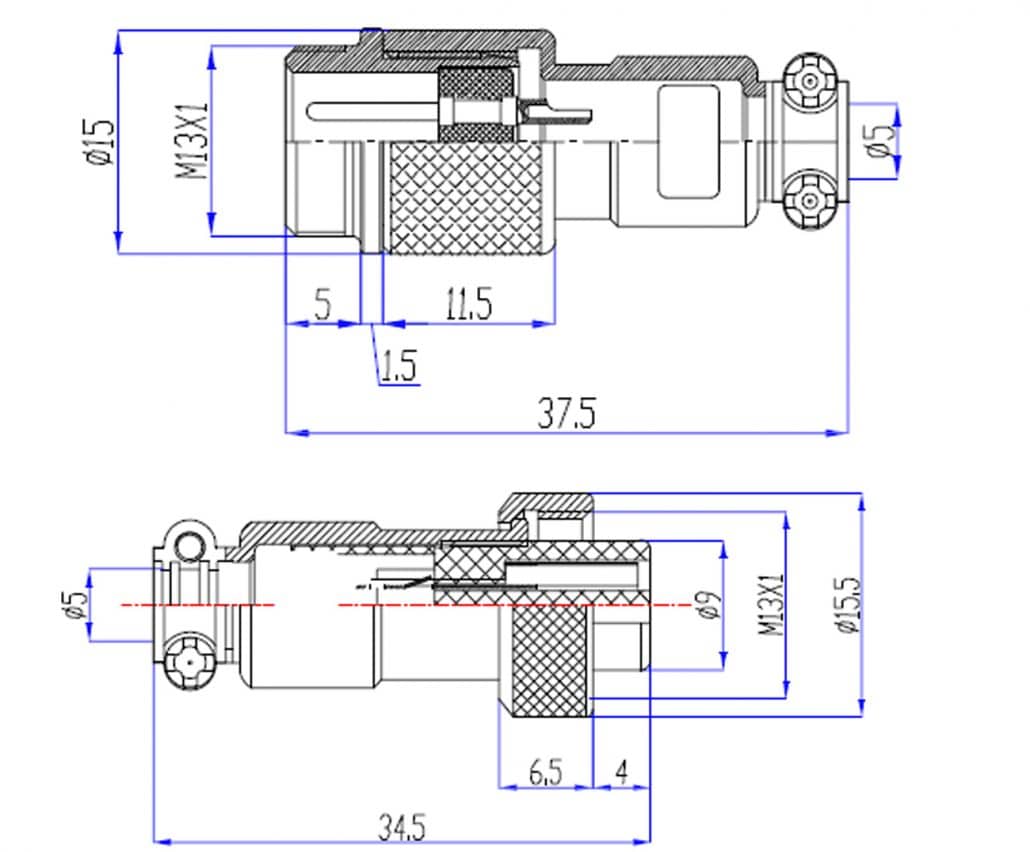 GX12 5 Pin Connector Straight Plug Circular Connector - Renhotecpro.com
