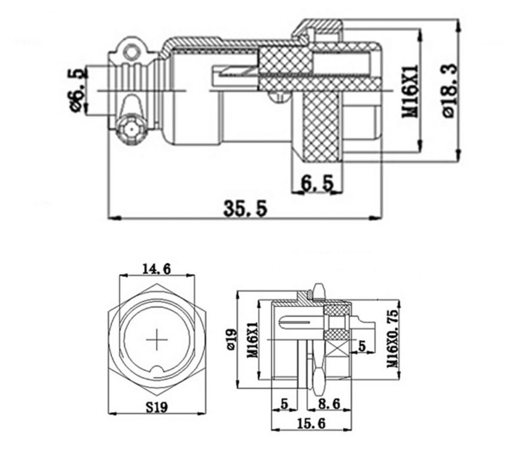 Aviation Connector GX 16 Connector 2 Pin Socket Straight - Renhotecpro.com