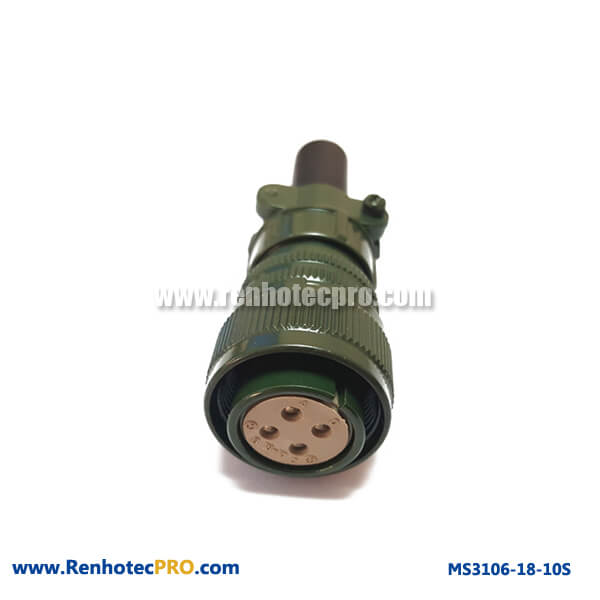 MS3106 Cable Connector & Rubber Bushing MS 5015 4 Pins Socket