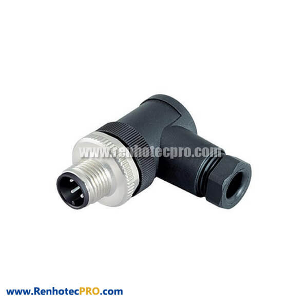 M12 Connector Right Angle 4P Female Assembly Cable Plug With PG7PG9
