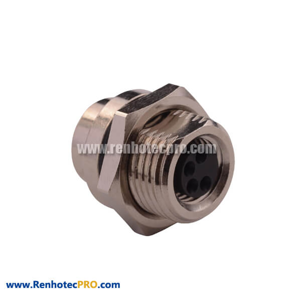 M8 4-Pin Female Connector Straight for Panel Mount