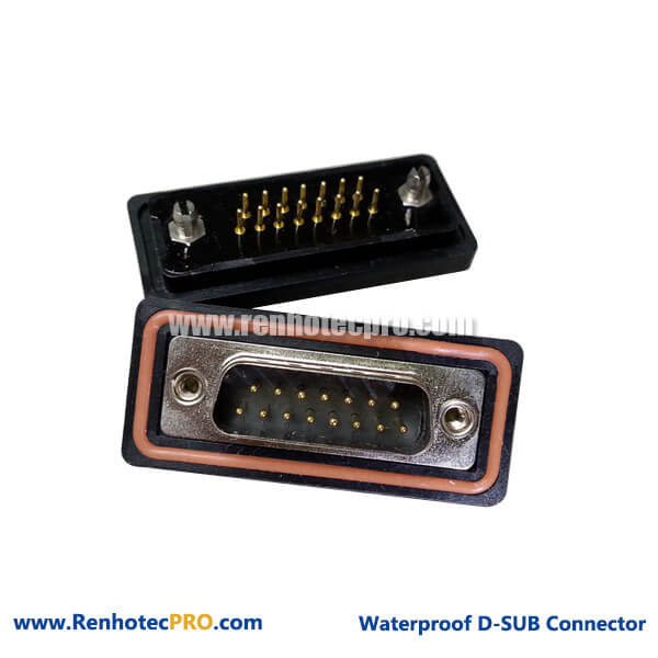 15 Pin D-sub Solder Connector Jack Waterproof for PCB with Fork Machine Pin