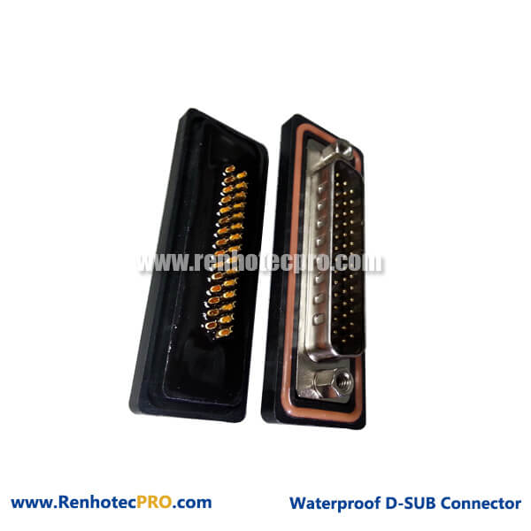 44 Pin Male D-sub Connector 3 Row Solder Type for Cable With Seal