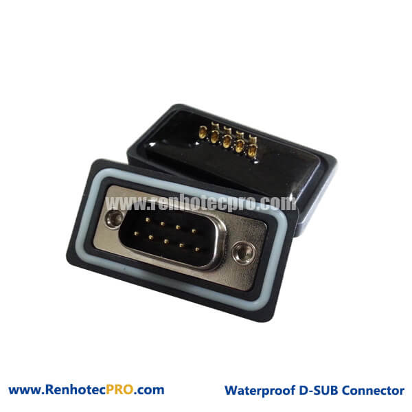 D-Sub 9 Pin Male Connector Watertight Straight Solder Type for RF Cable