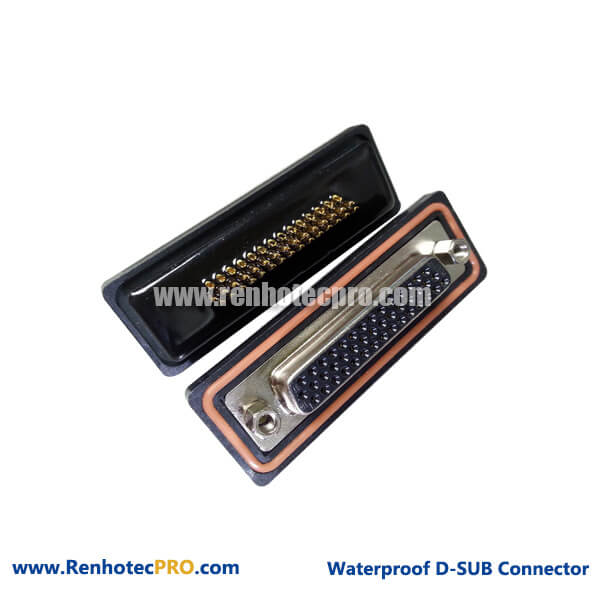 D-sub 44 Pin Female Waterproof Straight 3 Row Solder Type for RF Cable