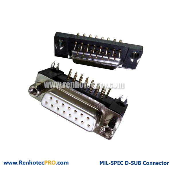 D-sub DR15 Angled Jack 2 Row Connector for PCB with Machine pin