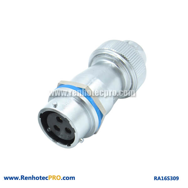 3 Pin Aviation Connector RA16 Screw Type Circular Female Receptacle