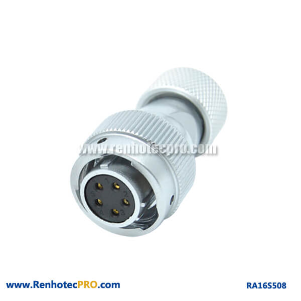 5 Pin Aviation Plug RA16 Straight Circular Metal Hose Female Connector