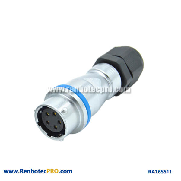 5 Pin Aviation Connector RA16 PG Waterproof Docking Industry Female Receptacle