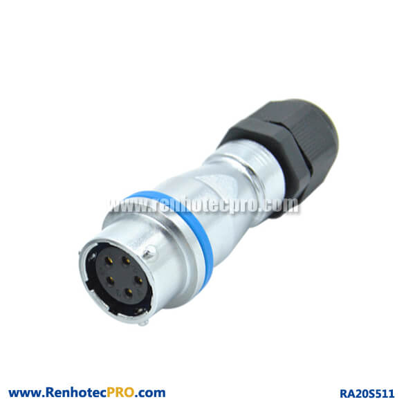 5 Pin Aviation Connector RA20 Circular Weatertight PG Docking Socket Female