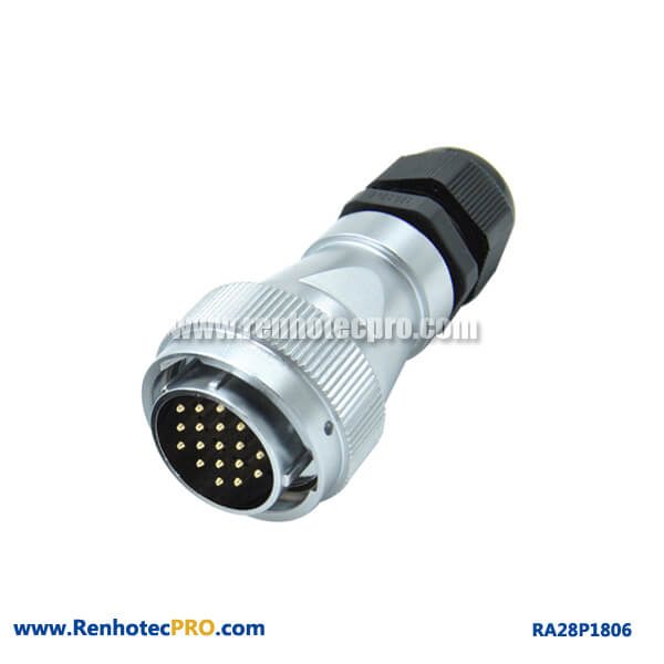 18 Pin Male Connector RA28 Straight PG Watertight Industry Plug