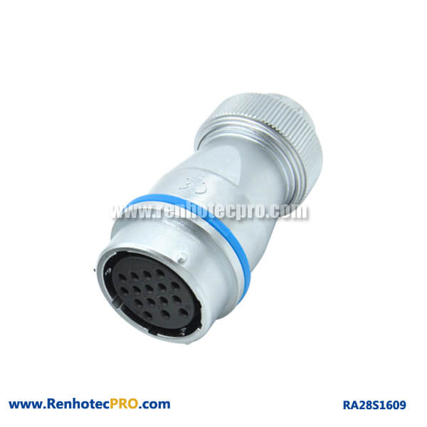 16 Pin Aviation Connector RA28 Straight Waterproof Screw Locking Docking Socket Female