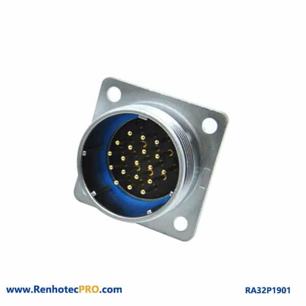 19 Pin Aviation Connector RA32 Square Flange Circular Watertight Male Socket