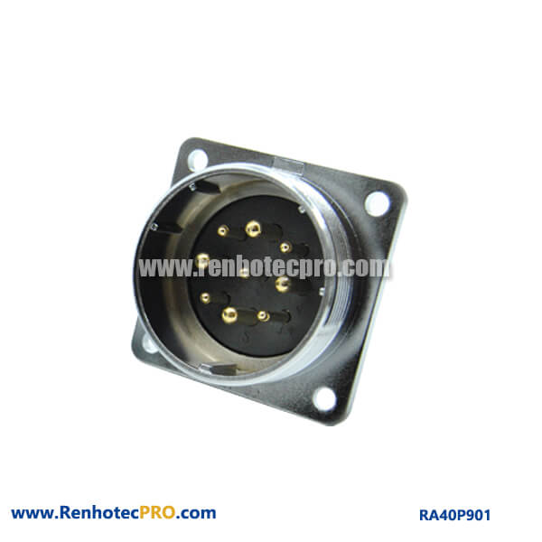 9 Pin Aviation Connector RA40 Circular Industry Square 4Hole Flange Receptacle Male