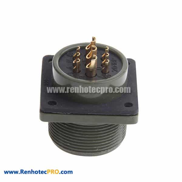 MS3102A20-18P Panel Mount Receptacle 9 Pin Solder Contacts Olive Drab Chromate Plating Connector