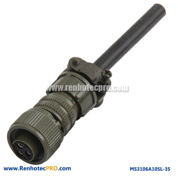 MS3106A10SL-3S 3 #16 Solder Socket Straight Plug Metal Circular Connector