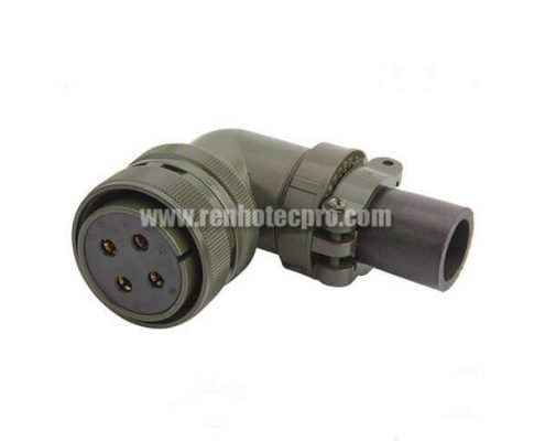 MS3108A32-17S Right Angle Plug 4 Contacts Solder Socket Threaded Connector