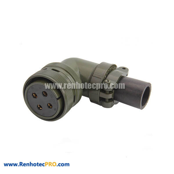 MS3108A32-17S Right Angle Plug 4 Contacts Solder Socket Threaded Connector