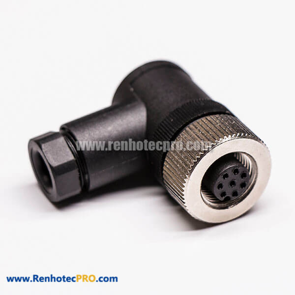 M12 8 pin A-coding Right Angle Female Plug Plastic Cable Assembly Connector
