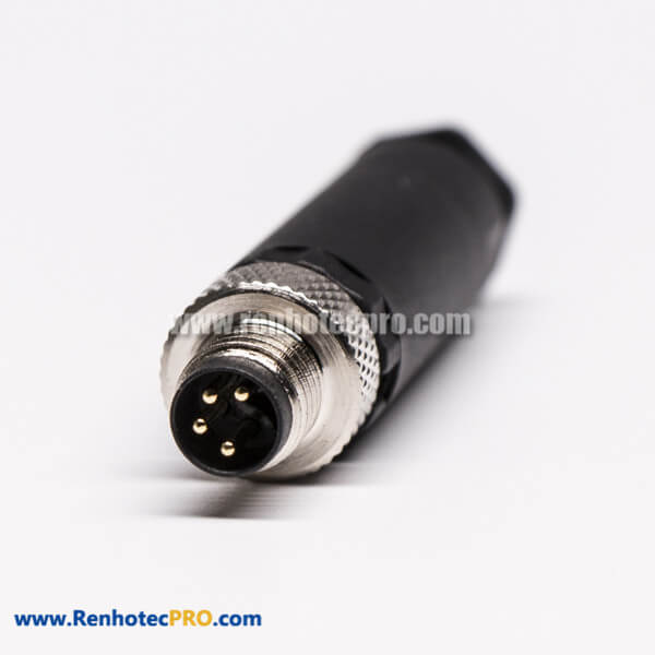 M8 4 pin Acoding Straight Male Plastic Plug Connector with Screw