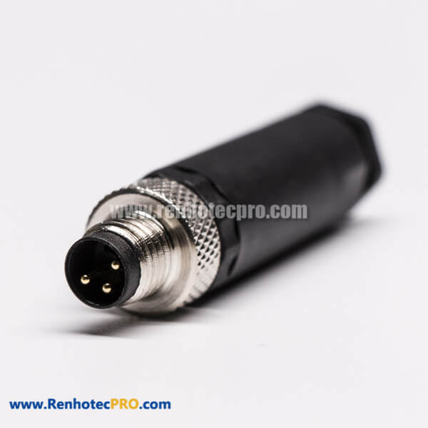 M8 A-coding 3pin Straight Male Plug Plastic Threaded Cable Connector