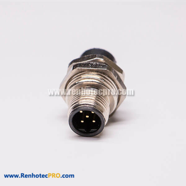 M12 5 pin B-coding Straight Male Socket Panel Front Mount Connector