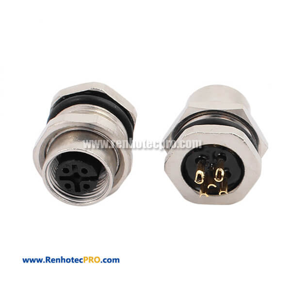 M12 5 pin Straight Female Socket Connector IP67 Waterproof Aviation Connector