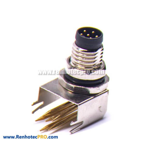 M8 6 pin Right Angle Through Hole Male Connectorfrom China connector
