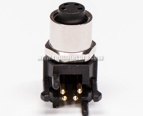 Waterproof M8 Bulkhead Connector Right Angle PCB Connector 4 Pin Panel Mount Female Socket