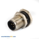 M12 5 Pin Panel Front Mount Connector Socket Male Contacts With Soldering Pin