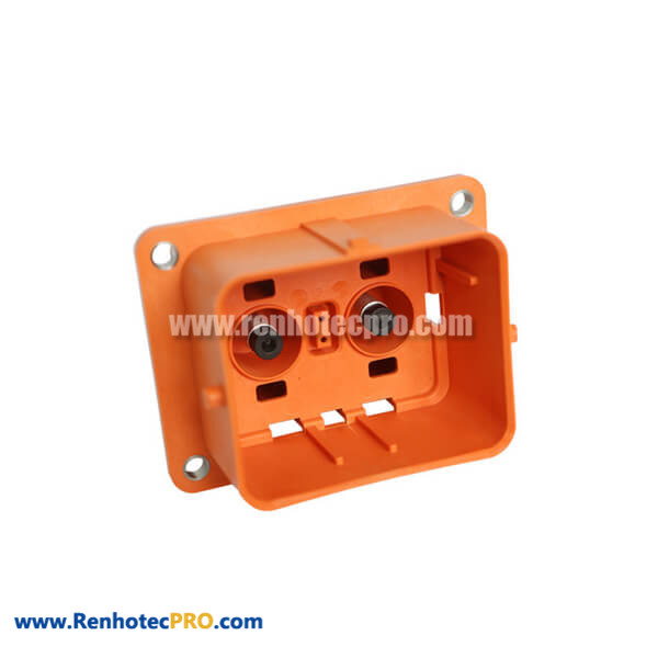 EV Battery Connector HVIL 2 Pin Orange Plastic Socket Straight 2.8mm 23A Waterproof