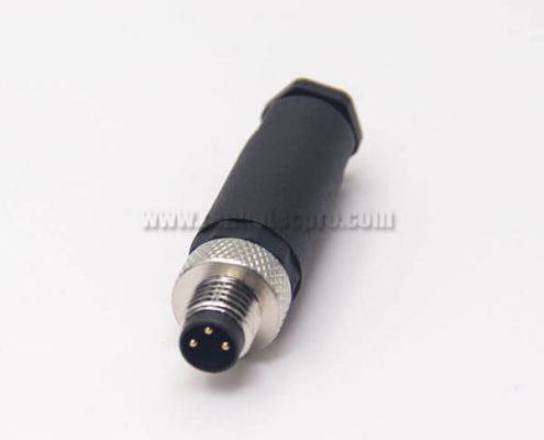 M8 Cable Assembly Plug 3 Pin Male Straight Screm Joint Unshielded