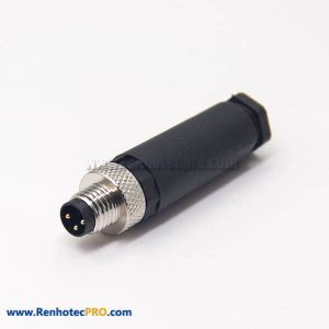 M8 Cable Assembly Plug 3 Pin Male Straight Screm Joint Unshielded