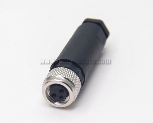 M8 Connector 3 Pin Female Plug Straight Plastic Shell Unsheilded