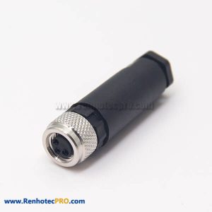 M8 Connector 3 Pin Female Plug Straight Plastic Shell Unsheilded