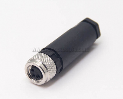 M8 Connector 3 Pin Female Plug Straight Plastic Shell Unsheilded