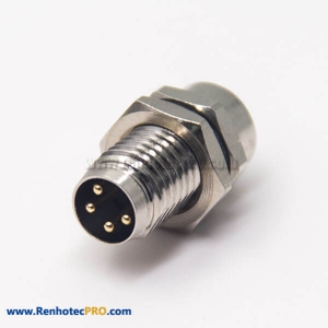 M8 Female Connector with Solder Cups 4 Pin Avaition Socket Waterproof Panel Mount
