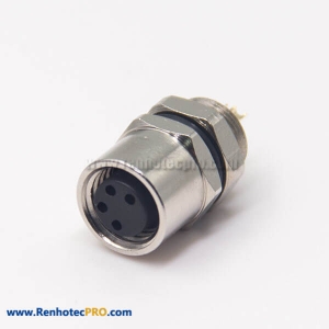 M8 4 Pin Female Connector Female Socket Solder Cup Rear Blukhead Waterproof