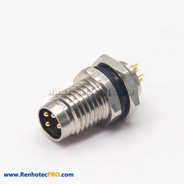 M8 4 Pin Sensor Connector Waterproof Socket Male Straight Blukhead Solder Cup for Cable