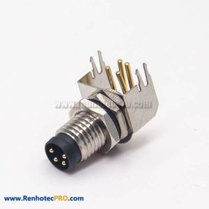 M8 Right Angle Connector Aviation Socket 4 Pin Blukhead Throught Hole for PCB Mount