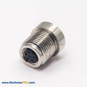 M8 Connector 6 Pin Female Socket Panel Mount A Coding Solder Cup for Cable