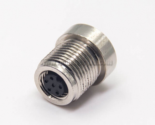 M8 Connector 6 Pin Female Socket Panel Mount A Coding Solder Cup for Cable